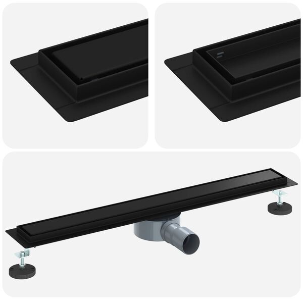 vidaXL Odpływ prysznicowy 2 w 1 z syfonem 360&deg; Czarny 70 cm