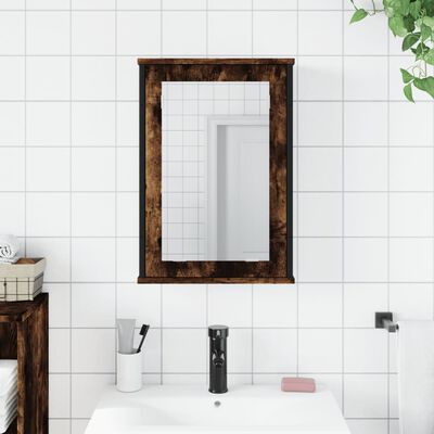 vidaXL Szafka łazienkowa z lustrem, przydymiony dąb, 42x12x60 cm