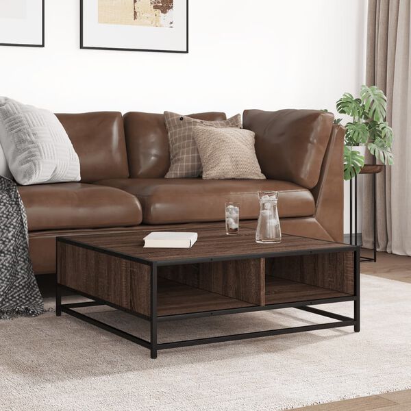 vidaXL Stolik kawowy, brązowy dąb 80x80x30 cm, materiał drewnopochodny