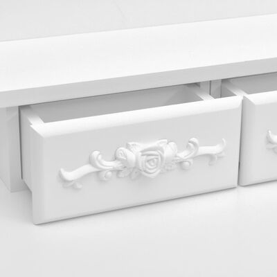 vidaXL Toaletka ze stołkiem, biała, 50x59x136 cm, drewno paulowni