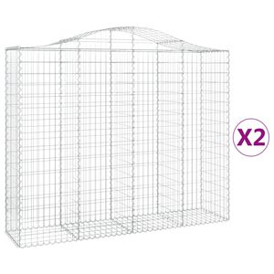 vidaXL Kosze gabionowe, 2 szt, 200x50x160/180 cm, galwanizowane żelazo