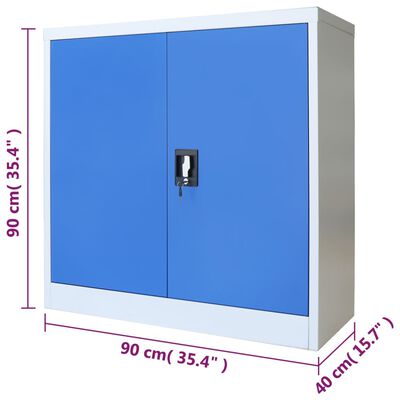 vidaXL Szafa biurowa, metalowa, 90 x 40 x 90 cm, szaro-niebieska