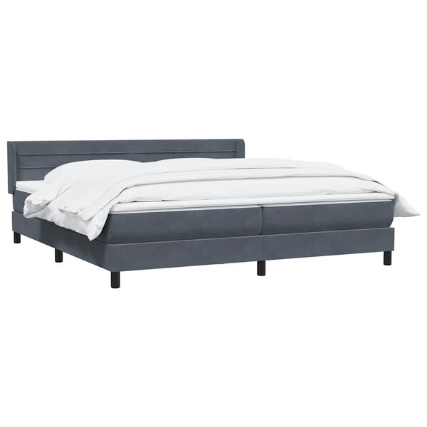 vidaXL Ł&oacute;żko typu Box Spring z materacem Ciemnoszary 180x220cm Aksamit