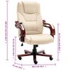 vidaXL Masujące krzesło biurowe, kremowe, obite prawdziwą sk&oacute;rą