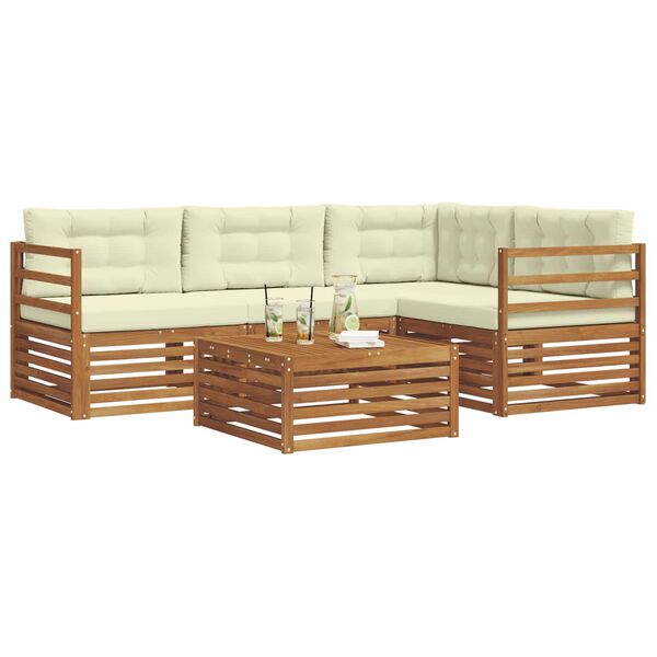 vidaXL Zestaw sof na zewnątrz z poduszką 5 pcs Naturalny i Kremowy