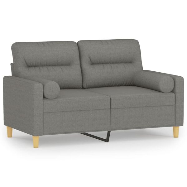 vidaXL 2-osobowa sofa z poduszkami, ciemnoszara, 120 cm, tkanina