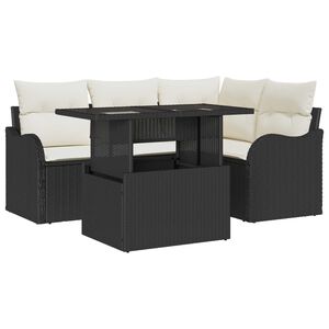 vidaXL Zestaw Sof na Ogr&oacute;d 5 szt. Czarny Rattan poli