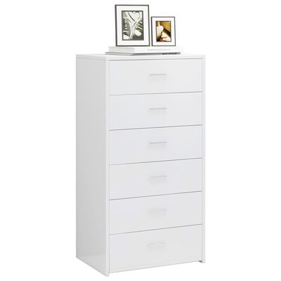 vidaXL Komoda z 6 szufladami, wysoki połysk, biała, 50x34x96 cm