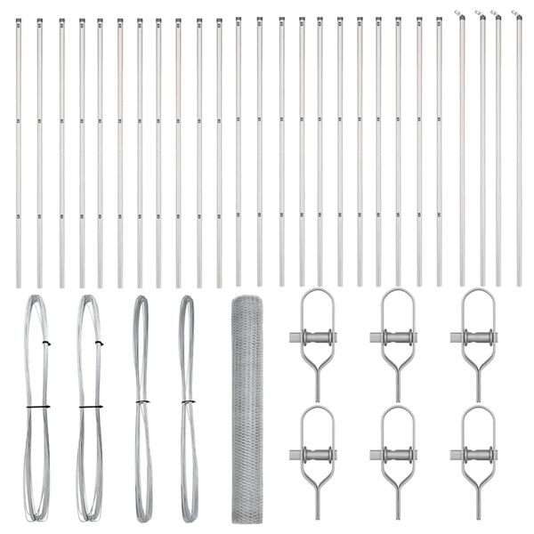 vidaXL Słupek ogrodzeniowy. Srebrny 50 x 1,4 m (siatka 13 mm) Stal