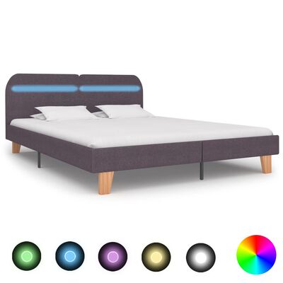 vidaXL Rama łóżka z LED, taupe, tapicerowana tkaniną, 180 x 200 cm