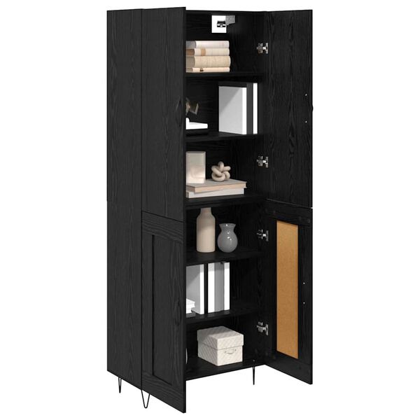 vidaXL Highboard 2 pcs Czarny Dąb Drewno inżynieryjne i szkło