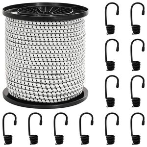 vidaXL Liny bungee z hakami 4 mm Czarny i Biały PP i guma