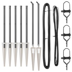 vidaXL Słupki ogrodzeniowe 7 pcs Szary Ø32mm 100 cm Stal galwanizowana