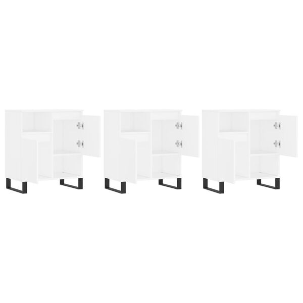 vidaXL Szafki, 3 szt., biały, materiał drewnopochodny