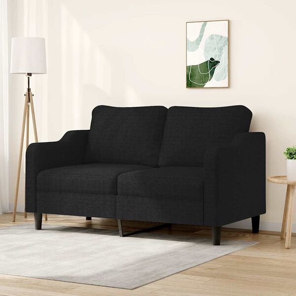 vidaXL Sofa 2-osobowa, czarna, 140 cm, tapicerowana tkaniną