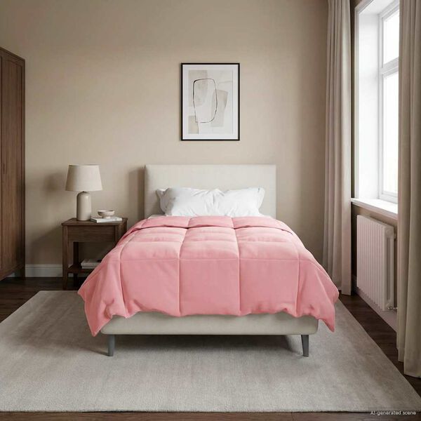 vidaXL Zimowa Kołdra Kwiłtowany R&oacute;żowy 140 x 220 cm Mikrofibra