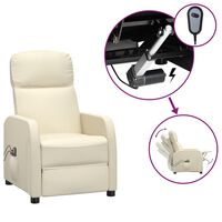 vidaXL Elektryczny fotel masujący, kremowy, obity sztuczną skórą