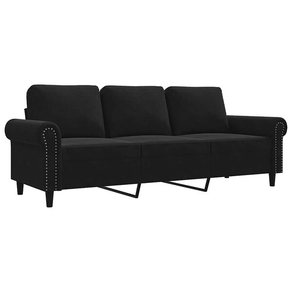 vidaXL Sofa 3-osobowa, czarny, 180 cm, tapicerowana aksamitem