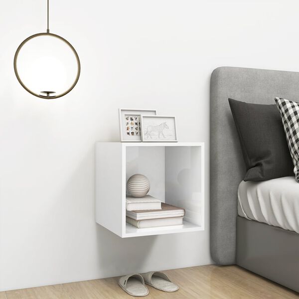 vidaXL P&oacute;łka ścienna, wysoki połysk, biała, 37x37x37 cm