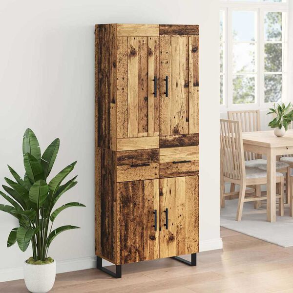 vidaXL Highboard z szufladą Stare drewno 69,5 x 34 x 180 cm