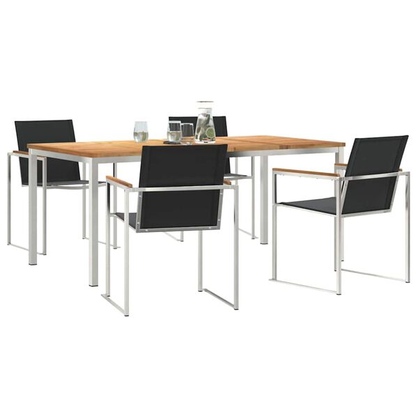 vidaXL Zestawdojedzeniawogrodzie 5 pcs DrewnoTekowe