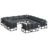 vidaXL Zestaw Sof na Ogr&oacute;d z poduszką 13 pcs Czarny Aluminium