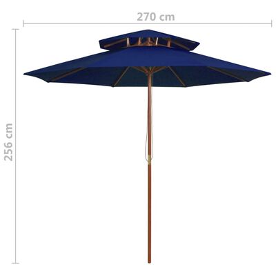 vidaXL Parasol ogrodowy z dwupoziomową czaszą, niebieski, 270 cm