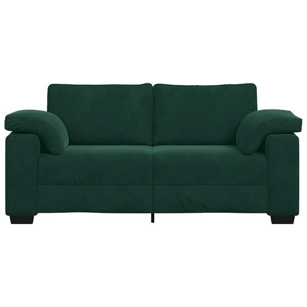 vidaXL Sofa dwuosobowa, ciemnozielona, 180x77x82 cm, aksamit