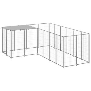 vidaXL Kojec dla psa, srebrny, 4,84 m&sup2;, stalowy