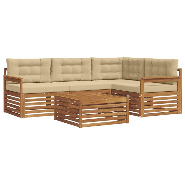 vidaXL Zestaw sof na zewnątrz z poduszką 5 pcs Naturalny i Beżowy
