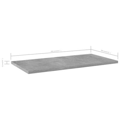 vidaXL Półki na książki, 4 szt., szarość betonu, 60x30x1,5 cm, płyta