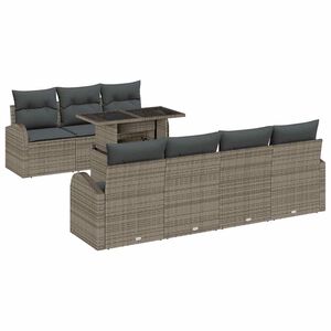 vidaXL Zestaw Sof na Ogr&oacute;d z poduszką 8 pcs Szary Rattan poli