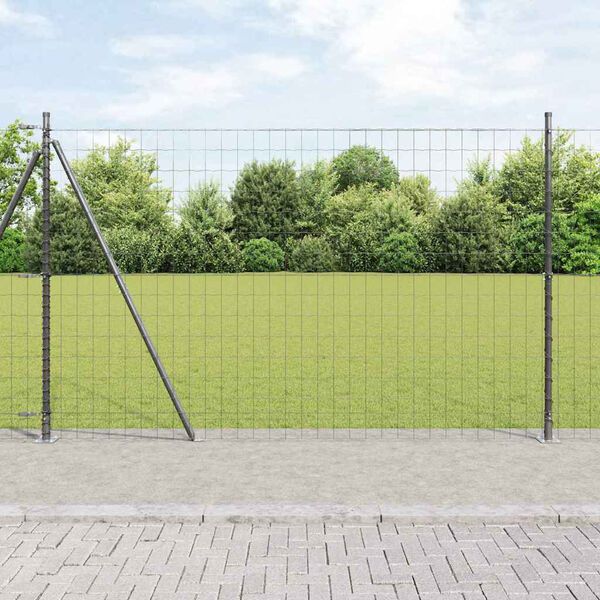 vidaXL Ogrodzenie z słupkiem Szary 1,5 x 10 m Stal i PVC