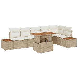vidaXL Zestaw do jadalni w ogrodzie z poduszką 7 pcs Beżowy i kremowy