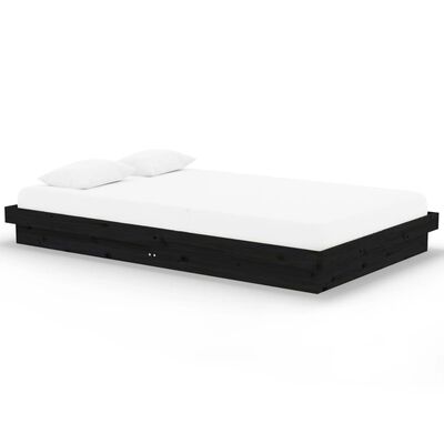 vidaXL Rama łóżka, czarna, lite drewno, 120 x 200 cm
