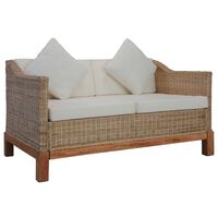 vidaXL 2-osobowa sofa z poduszkami, naturalny rattan