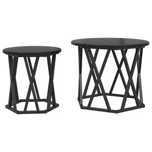 vidaXL Stolik boczny 2 pcs Czarny Dąb Drewno inżynieryjne i stal