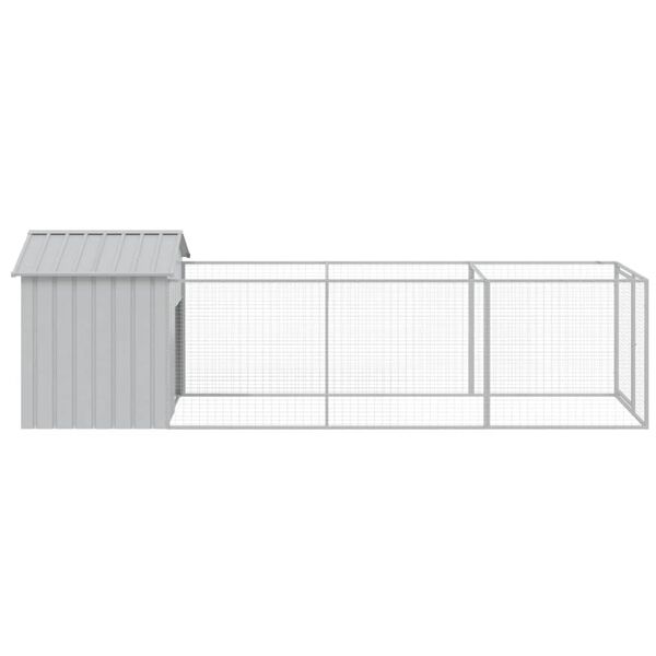 vidaXL Buda dla psa, z dachem, jasnoszara, 117x405x123 cm, stal