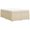 vidaXL Ł&oacute;żko kontynentalne z materacem, kremowe, tkanina, 160x200 cm
