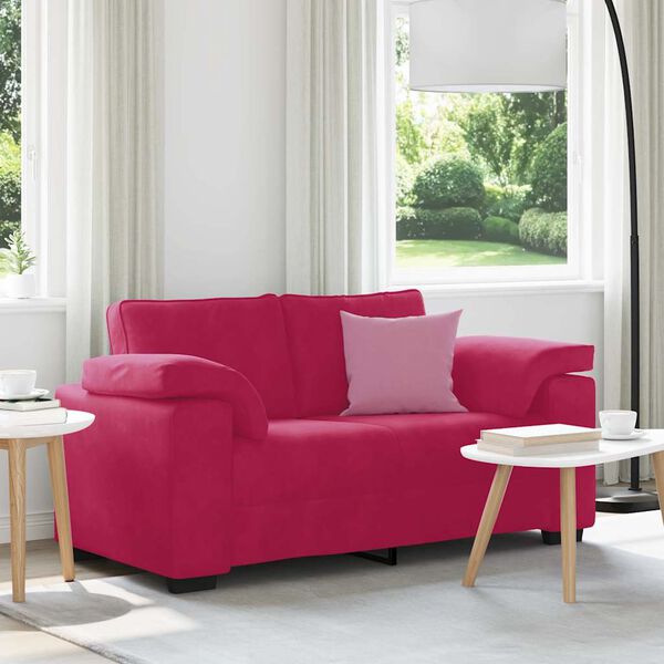 vidaXL Sofa dwuosobowa, wino czerwone, 160x77x82 cm, aksamit