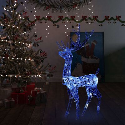 vidaXL Świąteczny renifer, akrylowy, 140 niebieskich diod LED, 120 cm