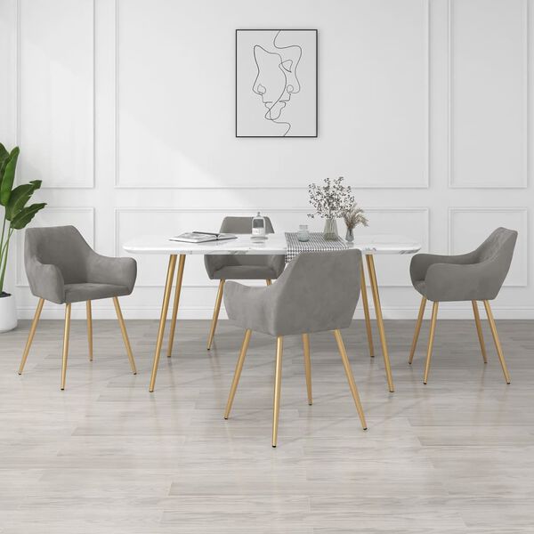 vidaXL Krzesła stołowe, 4 szt., jasnoszare, obite aksamitem