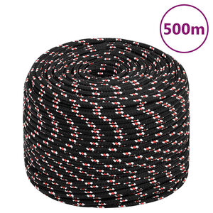 vidaXL Linka żeglarska, czarna, 10 mm, 500 m, polipropylen