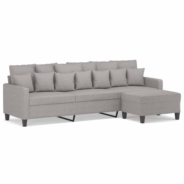 vidaXL 3-osobowa sofa z podn&oacute;żkiem, jasnoszary, 210 cm, tkaniną