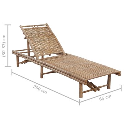 vidaXL Ogrodowy leżak z poduszką, bambusowy