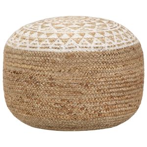 vidaXL Ręcznie robiony puf, biały, 45 x 30 cm, juta