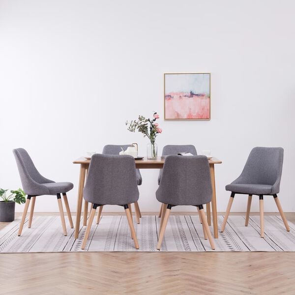 vidaXL Krzesła stołowe, 6 szt., jasnoszare, tapicerowane tkaniną