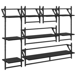vidaXL Zestaw p&oacute;łek ściennych 6 szt. Czarny Dąb 100 x 25 x 30 cm