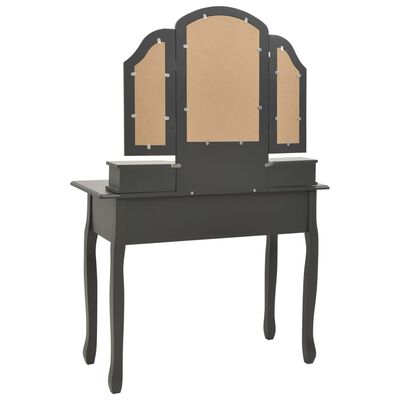 vidaXL Toaletka ze stołkiem, szara, 100x40x146 cm, drewno paulowni
