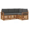vidaXL Zestawy sof 4 pcs Naturalny i Antracytowy Lite Drewno Akacji